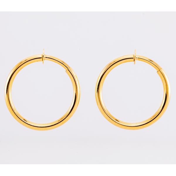 フープイヤリング 18k 大きめ ノンホールピアス シンプル 地金 パイプ 太さ2mm×直径20mm |  | 01