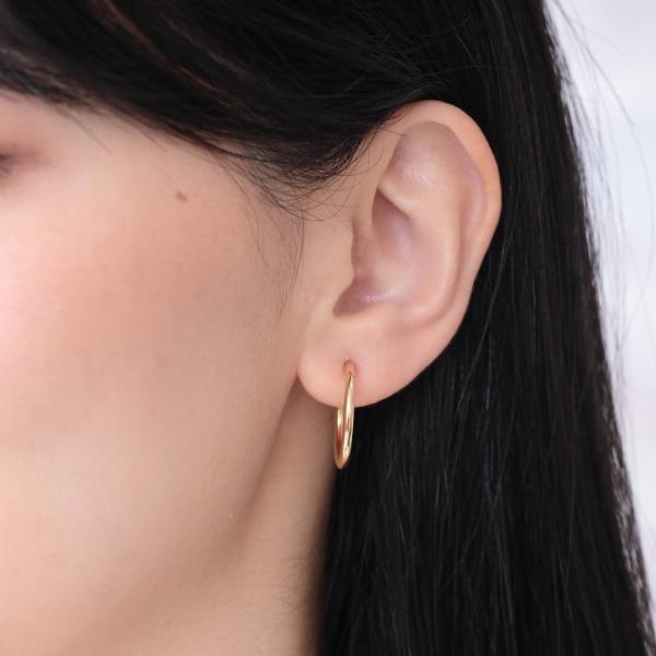 フープイヤリング 18k 大きめ ノンホールピアス シンプル 地金 パイプ 太さ2mm×直径20mm |  | 02