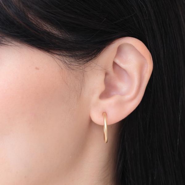 フープイヤリング 18k 大きめ レディース ノンホールピアス シンプル 地金 パイプ 太さ2mm×直径20mm マット 艶なし |  | 02