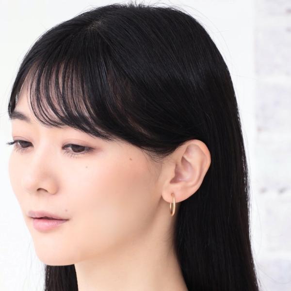 フープイヤリング 18k 大きめ レディース ノンホールピアス シンプル 地金 パイプ 太さ2mm×直径20mm マット 艶なし |  | 04