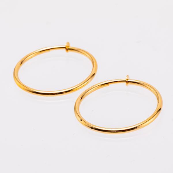 フープイヤリング 18k 大きめ K18 18金 ピアスみたい シンプル 地金 ノンホールピアス パイプ 太さ2mm×直径30mm |  | 01