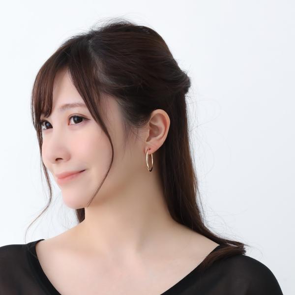 フープイヤリング 18k 大きめ K18 18金 ピアスみたい シンプル 地金 ノンホールピアス パイプ 太さ2mm×直径30mm |  | 04