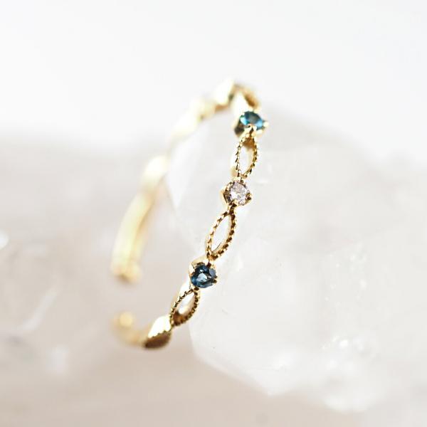 イヤーカフ 18金 K18 イヤリング 片耳用 ダイヤモンド ブルートパーズ 人気 おしゃれ 女性 |  | 03