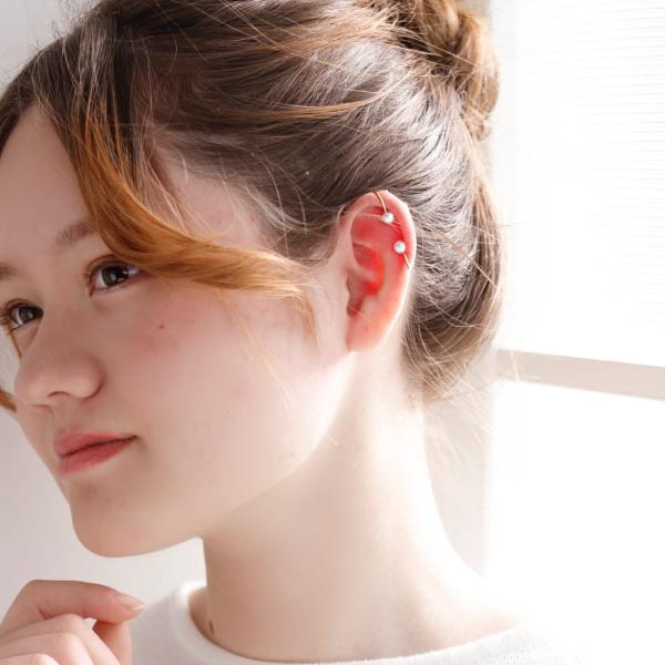 イヤーカフ 18金 k18 パール イヤーラップカフ イヤカフ 耳にかける