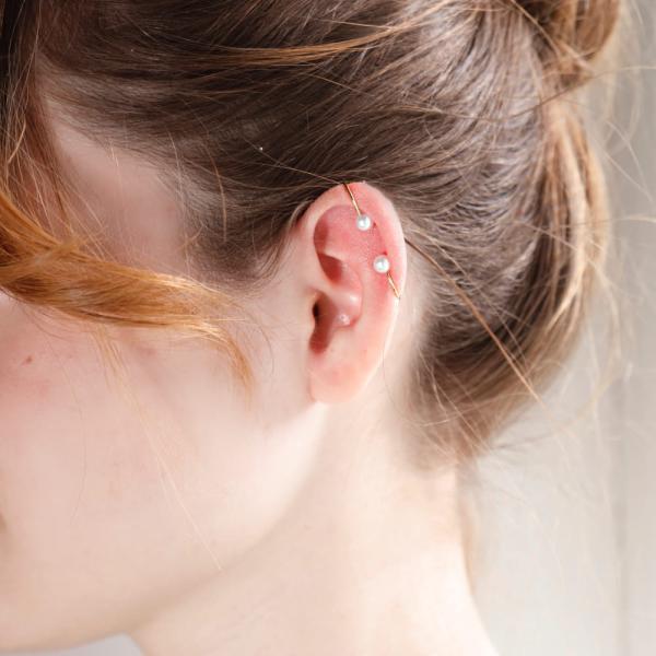 イヤーカフ 18金 k18 パール イヤーラップカフ イヤカフ 耳にかける 被せる あこやパール 真珠 シンプル |  | 02