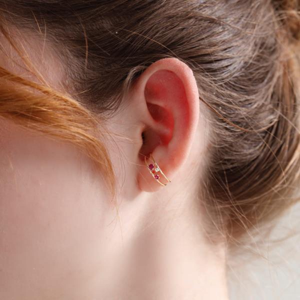 イヤーカフ 18金  K18 18k シンプル ルビー 7月誕生石 ダイヤモンド ブランド プレゼント イヤカフ イヤリング 片耳用 |  | 02
