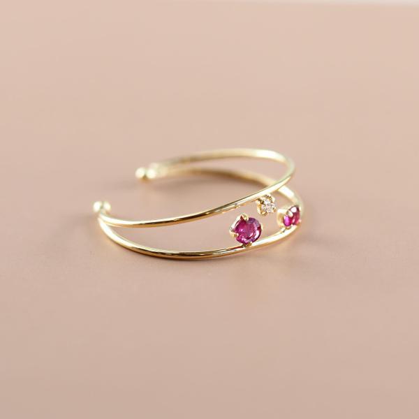 イヤーカフ 18金  K18 18k シンプル ルビー 7月誕生石 ダイヤモンド ブランド プレゼント イヤカフ イヤリング 片耳用 |  | 04