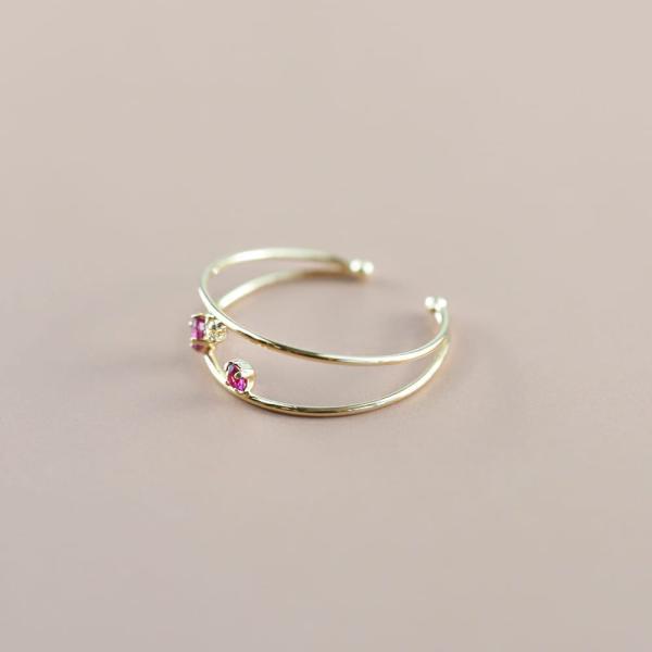 イヤーカフ 18金  K18 18k シンプル ルビー 7月誕生石 ダイヤモンド ブランド プレゼント イヤカフ イヤリング 片耳用 |  | 05