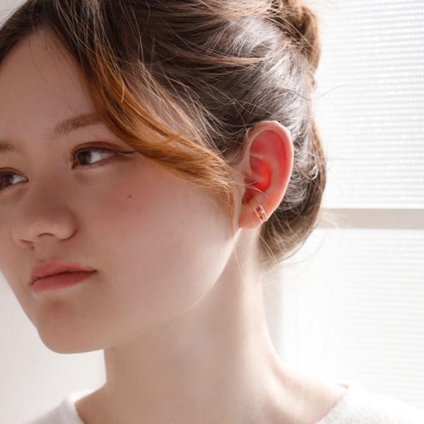 美品☆K18WG☆高品質ダイヤ0.3ct☆二連風リング☆イヤーカフ ダイヤ イヤーカフ イヤカフ 天然 ダイヤモンド 0.19ct K18 18金