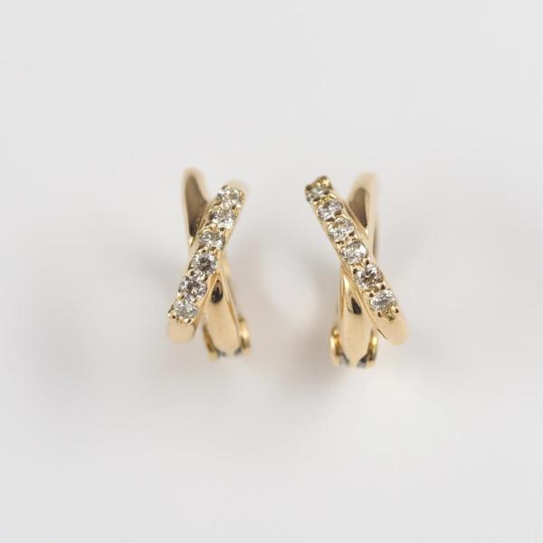 イヤリング ダイヤモンド ダイヤ レディース 地金 18金 K18 ピアス k18 はさむ  ゴールド 中折れイヤリング |  | 01