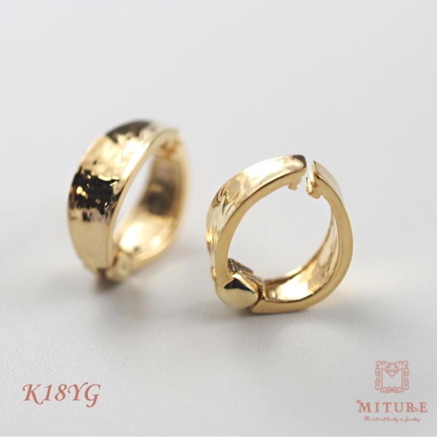 K18 イヤリング 地金のイヤリング でこぼこ 凸凹 地金だけ K18イヤリング 18k 18金 ゴールド シンプル デザイン フープイヤリング レディース | 