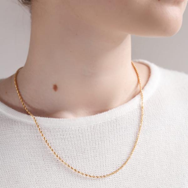 爆買 太め ロープ チェーン 50cm ネックレス シャイニー 18金