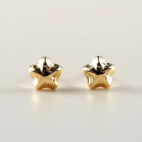 K18 星 スター ほし 5mm ピアス 18k 18金 ゴールド ぷっくり 普段使い 使いやすい シンプル レディース プレゼント ギフトの画像
