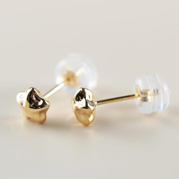 K18 星 スター ほし 5mm ピアス 18k 18金 ゴールド ぷっくり 普段使い 使いやすい シンプル レディース プレゼント ギフトの画像