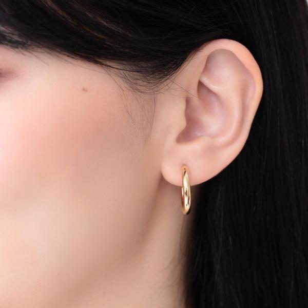 フープピアス 18k K18 18金 太め 太い 金属アレルギー 中折れ パイプ 太さ3mm×直径20mm シームレス ピアス 輪っか おすすめ 軽い 人気 プレゼント |  | 02