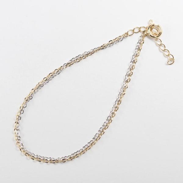 k18 K18WG 2連 ゴールド チェーン ブレスレット シンプル レディース ブレス 18k 18金 地金 オフィシャル イエローゴールド ホワイトゴールド |  | 02