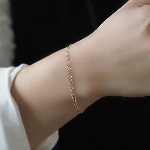 k18 K18WG 2連 ゴールド チェーン ブレスレット シンプル レディース ブレス 18k 18金 地金 オフィシャル イエローゴールド ホワイトゴールド |  | 06