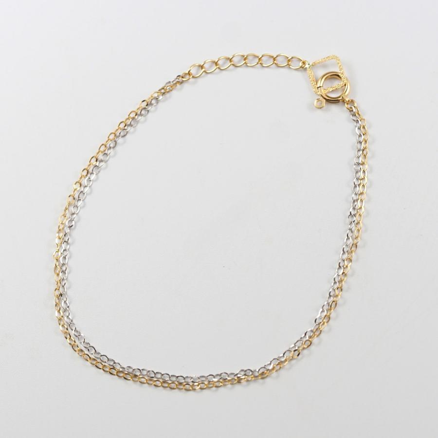 k18 K18WG 2連 ゴールド チェーン ブレスレット シンプル レディース ブレス 18k 18金 地金 オフィシャル イエローゴールド ホワイトゴールド |  | 07