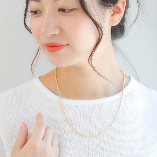 18K 仕上げ刻印入 ロープチェーン ツイストネックレス50cm