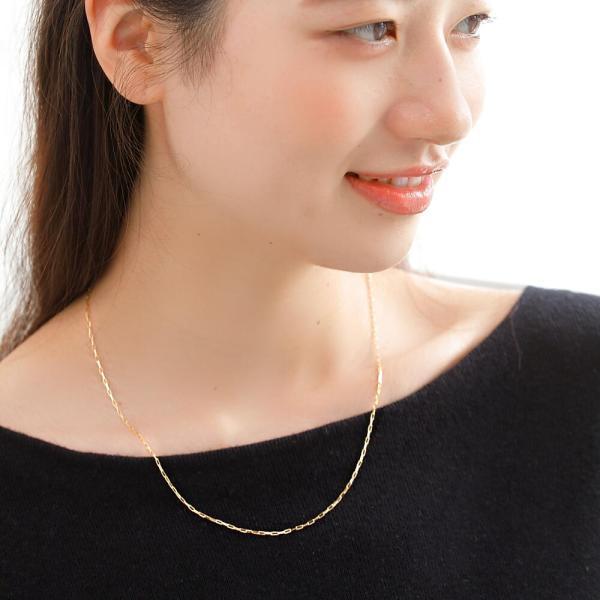 18金 ネックレス チェーン 小豆 k18 18k つけっぱなし ネックレスチェーン 小豆 50cm スライド 四角 ゴールド チェーンネックレス レディース メンズの画像