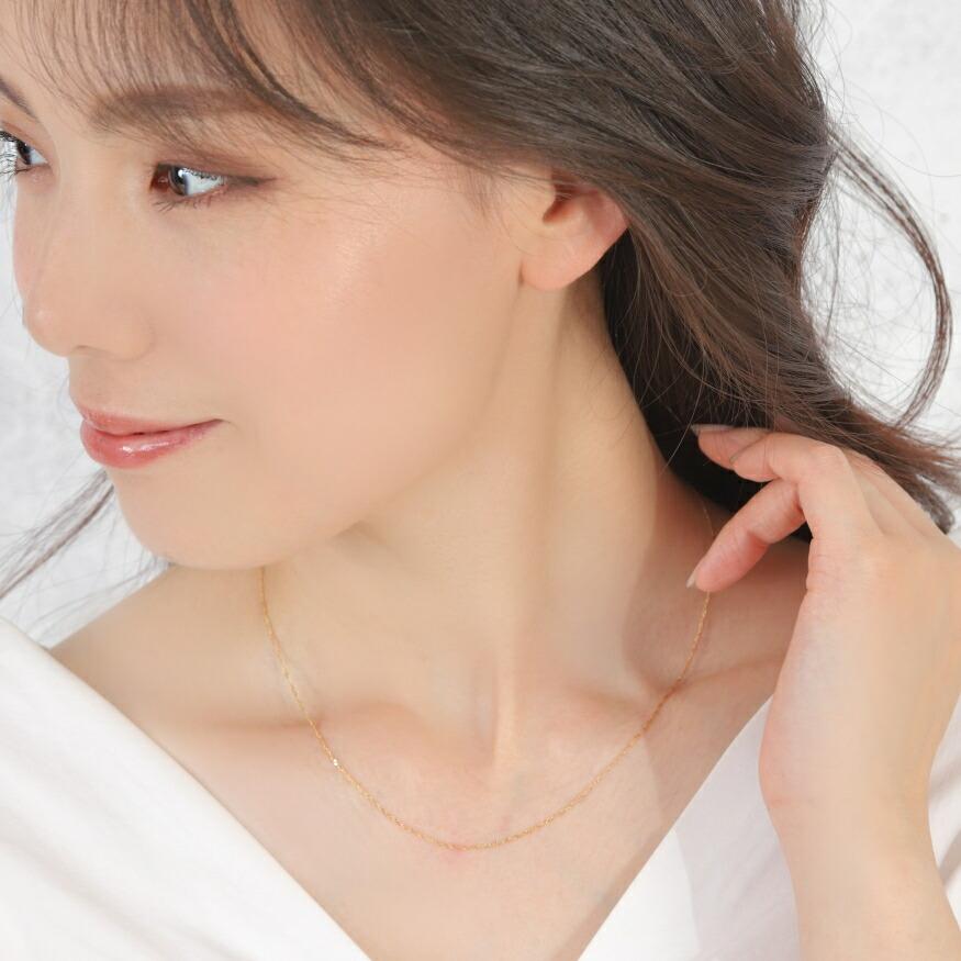 スクリューチェーン スクリュー レディース 18金 ネックレス 幅1mm