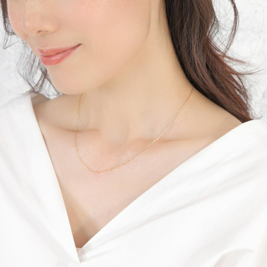 スクリューチェーン スクリュー レディース 18金 ネックレス 幅1mm