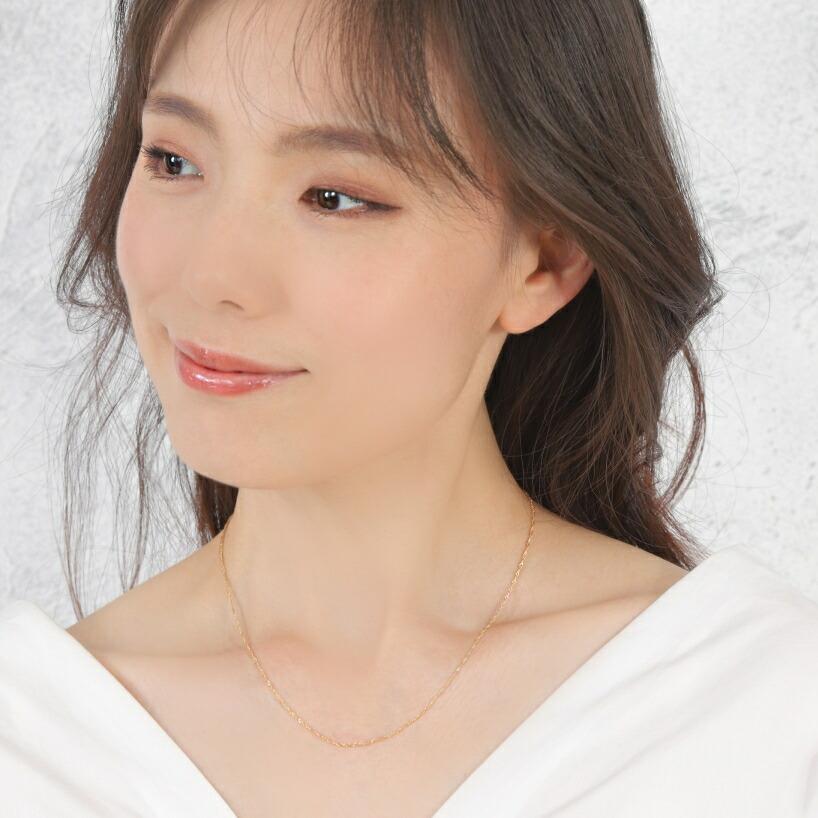 スクリューチェーン スクリュー レディース 18金 ネックレス 幅1.2mm  42cm シンプル スキンジュエリー 18k ネックレス ゴールド チェーンネックレスの画像