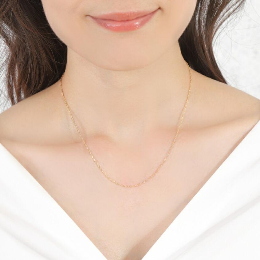 スクリューチェーン スクリュー レディース 18金 ネックレス 幅1.2mm  42cm シンプル スキンジュエリー 18k ネックレス ゴールド チェーンネックレスの画像