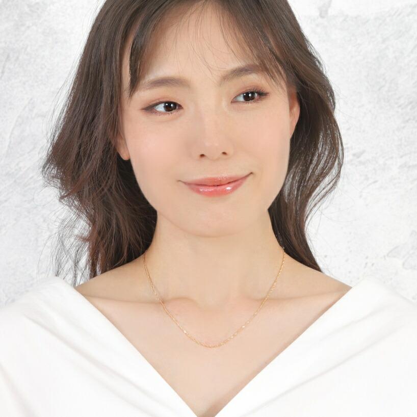 スクリューチェーン スクリュー レディース 18金 ネックレス 幅1.2mm  42cm シンプル スキンジュエリー 18k ネックレス ゴールド チェーンネックレスの画像