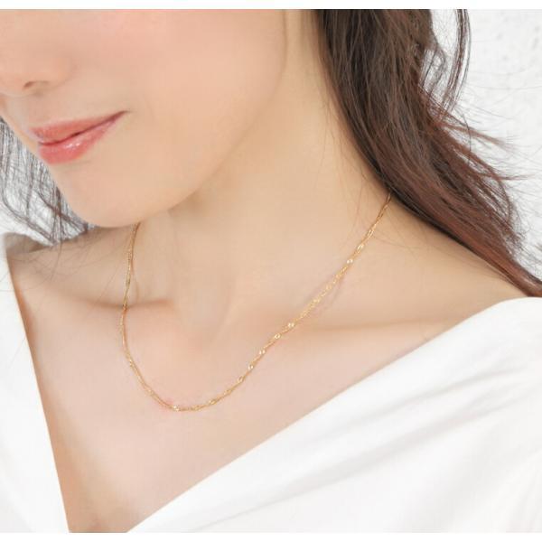 スクリューチェーン スクリュー レディース 18金 ネックレス 幅1.5mm  42cm シンプル スキンジュエリー 18k ネックレス ゴールド チェーンネックレス |  | 03