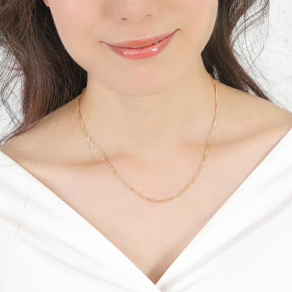 スクリューチェーン スクリュー レディース 18金 ネックレス 幅1.5mm  42cm シンプル スキンジュエリー 18k ネックレス ゴールド チェーンネックレス |  | 07