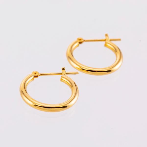 K18 ピアス 18k K18 18金 ゴールド パイプ フープ ピアス 丸 太さ2mm×直径15mm シームレス ピアス 金属アレルギー 安心 軽い 人気 プレゼント ギフトの画像