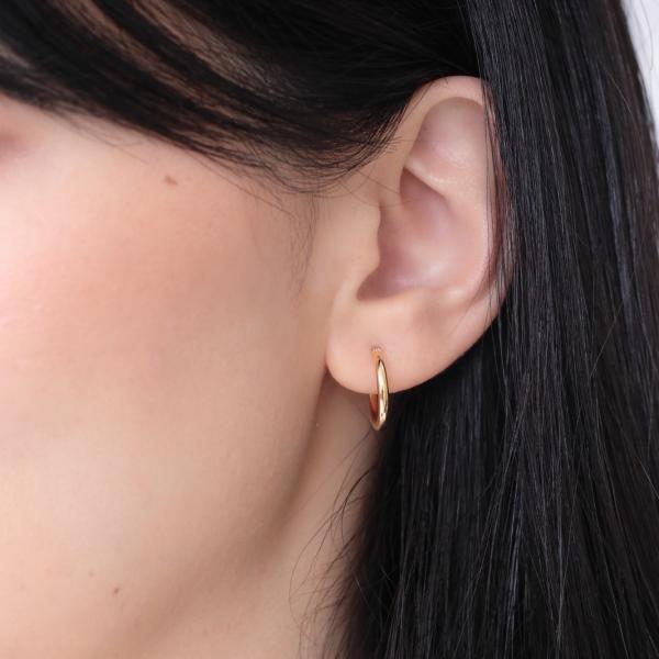 K18 ピアス 18k K18 18金 ゴールド パイプ フープ ピアス 丸 太さ2mm×直径15mm シームレス ピアス 金属アレルギー 安心 軽い 人気 プレゼント ギフトの画像