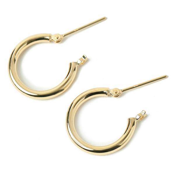 K18 ピアス 18k K18 18金 ゴールド パイプ フープ ピアス 丸 太さ2mm×直径15mm シームレス ピアス 金属アレルギー 安心 軽い 人気 プレゼント ギフトの画像