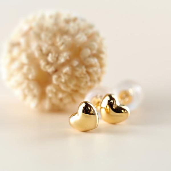 K18 ハート 5mm ピアス 18k 18金 ゴールド ぷっくり 普段使い 使いやすい シンプル レディース プレゼント ギフトの画像