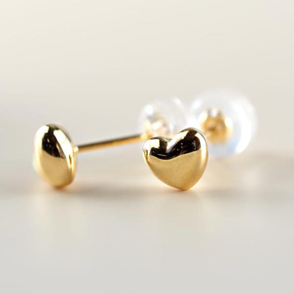 K18 ハート 5mm ピアス 18k 18金 ゴールド ぷっくり 普段使い 使いやすい シンプル レディース プレゼント ギフトの画像