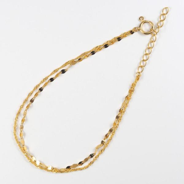 24金 ブレスレット 純金 k24 2連 18cm ペタルゴールド チェーン