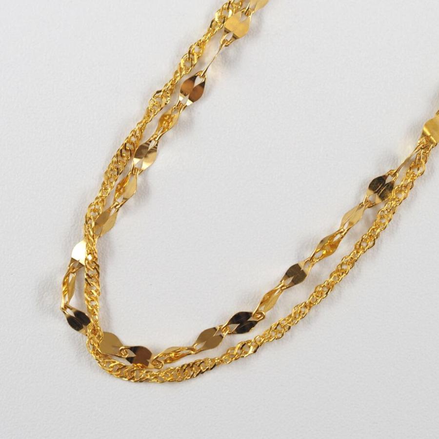 爆買 24金 ブレスレット 純金 k24 2連 18cm ペタルゴールド チェーン