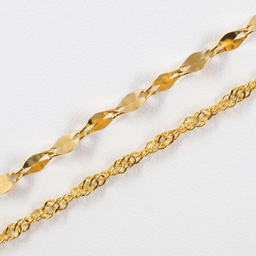 24金 ブレスレット 純金 k24 2連 18cm ペタルゴールド チェーン