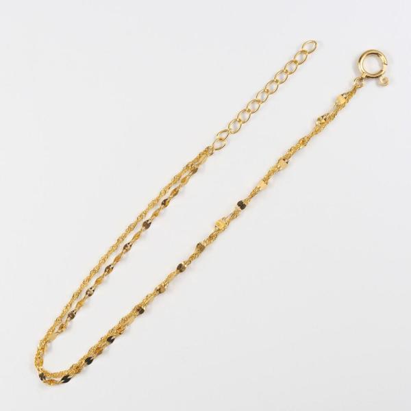 24金 ブレスレット 純金 k24 2連 18cm ペタルゴールド チェーン