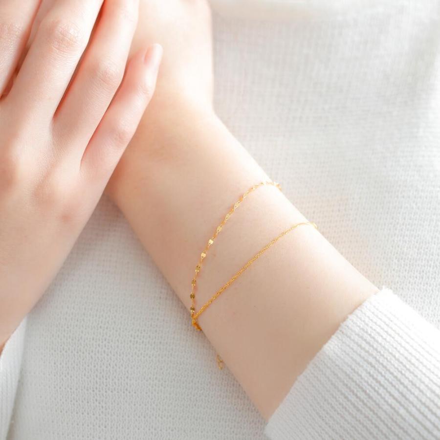 24金 ブレスレット 純金 k24 2連 18cm ペタルゴールド チェーン