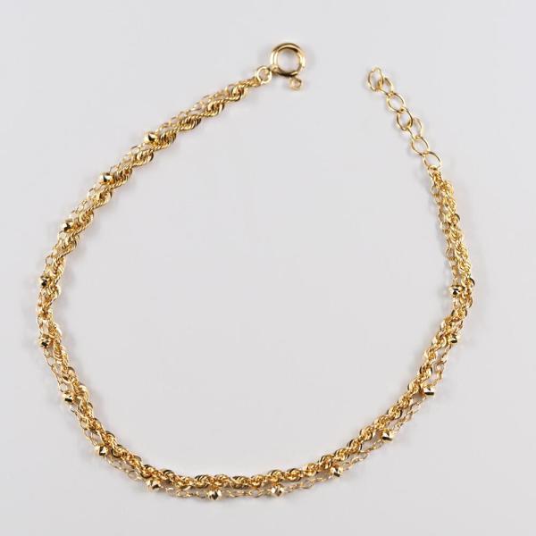 k18 ロープ チェーン シャイニーロープ 18k チェーンブレスレット 2連 ブレス 太め k18 18金 18k 18cm ゴールド ゴールドチェーン レディースの画像