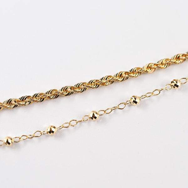 k18 ロープ チェーン シャイニーロープ 18k チェーンブレスレット 2連 ブレス 太め k18 18金 18k 18cm ゴールド ゴールドチェーン レディースの画像