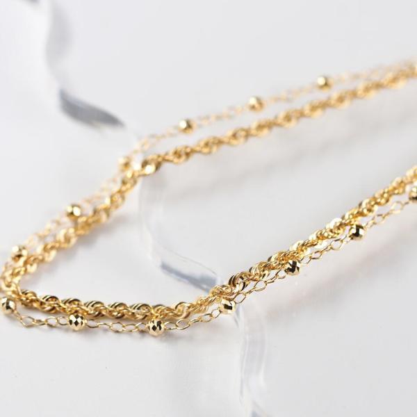 k18 ロープ チェーン シャイニーロープ 18k チェーンブレスレット 2連 ブレス 太め k18 18金 18k 18cm ゴールド ゴールドチェーン レディースの画像