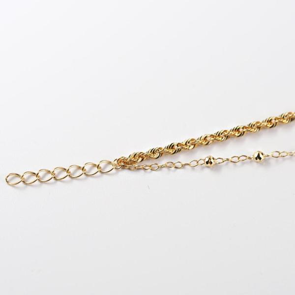 k18 ロープ チェーン シャイニーロープ 18k チェーンブレスレット 2連 ブレス 太め k18 18金 18k 18cm ゴールド ゴールドチェーン レディースの画像