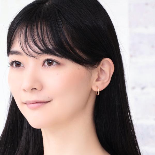 フープ ピアス k18 小さい 小さめ 中折れ 18k K18 18金  金属アレルギー 太さ2mm×直径15mm マット 艶なし ホーニング おすすめ |  | 03