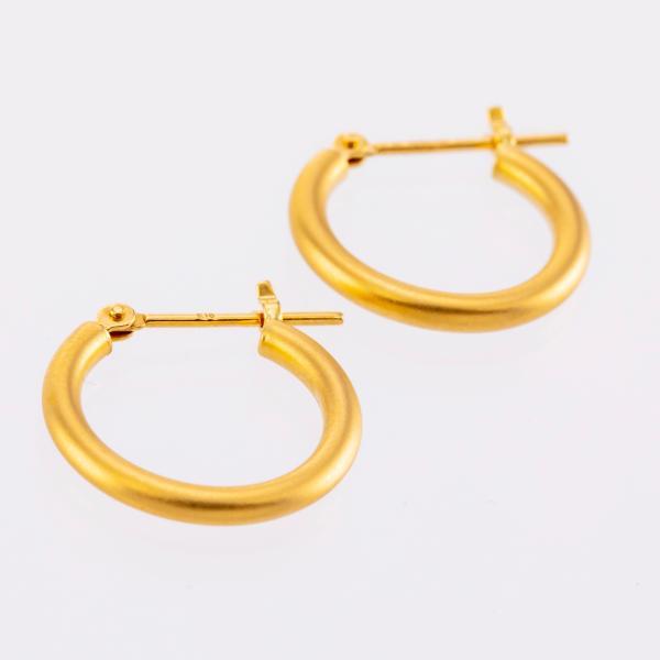 フープ ピアス k18 小さい 小さめ 中折れ 18k K18 18金  金属アレルギー 太さ2mm×直径15mm マット 艶なし ホーニング おすすめ |  | 04
