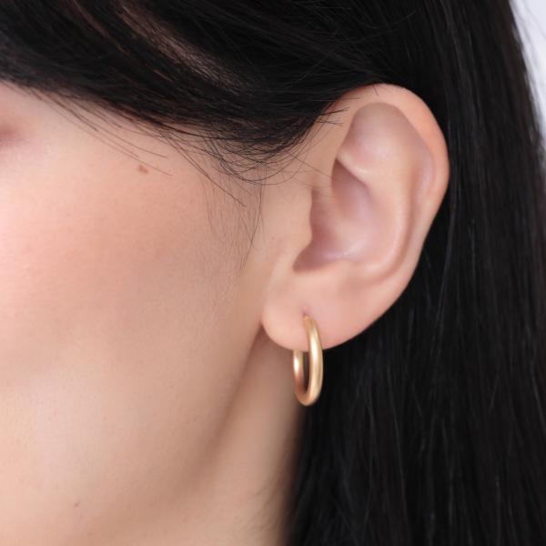フープピアス 太め 18k K18 18金 ゴールド パイプ フープ ピアス 太さ3mm×直径20mm  マット 艶なし ホーニング シームレス ピアス 金属アレルギー |  | 01