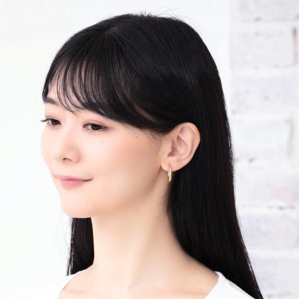 フープピアス 太め 18k K18 18金 ゴールド パイプ フープ ピアス 太さ3mm×直径20mm  マット 艶なし ホーニング シームレス ピアス 金属アレルギー |  | 02