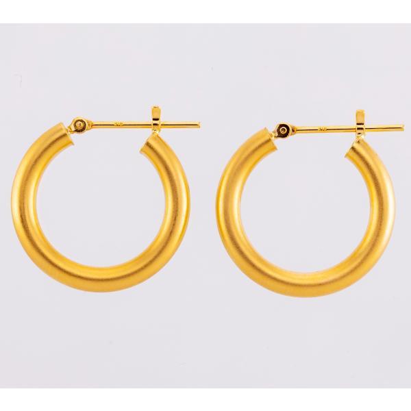 フープピアス 太め 18k K18 18金 ゴールド パイプ フープ ピアス 太さ3mm×直径20mm  マット 艶なし ホーニング シームレス ピアス 金属アレルギー |  | 03